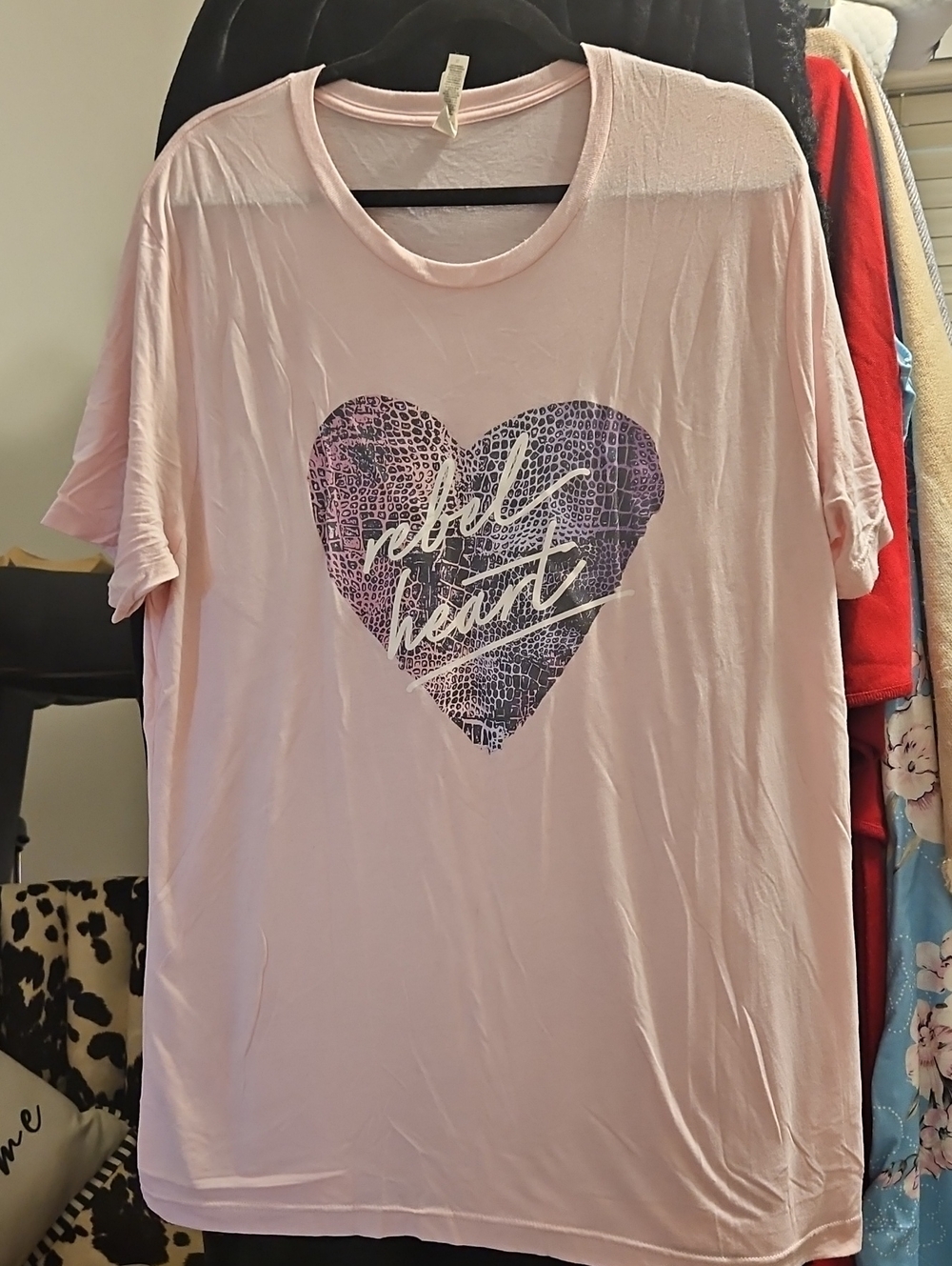 Bella Canvas Light Pink Short-Sleeve Tee with Purple Heart Graphic